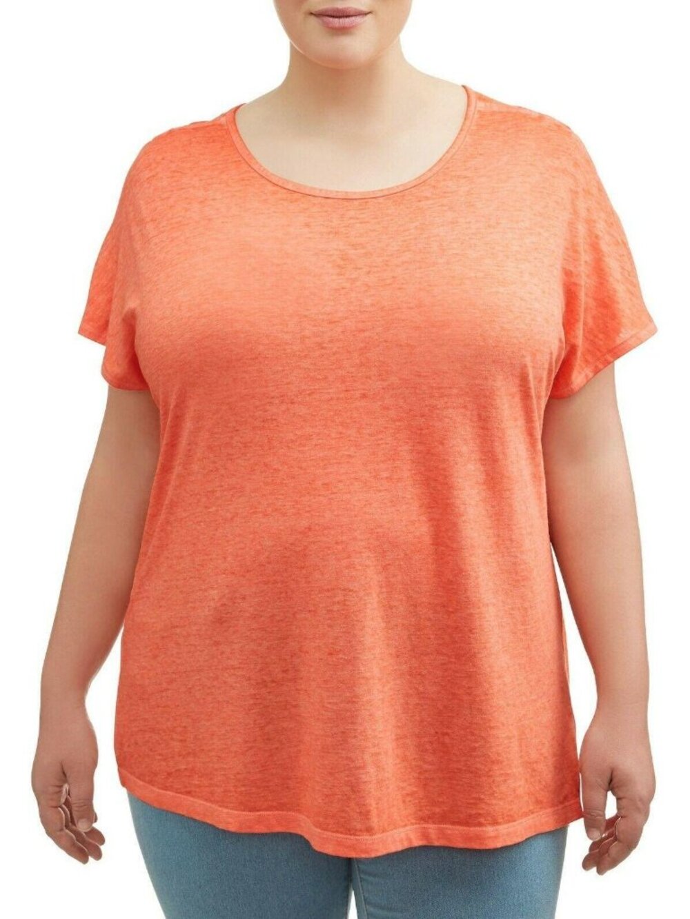 Terra & Sky Women's Plus Size Orange Tee Shoulder Short Sleeve Size 2X 20W - 22W